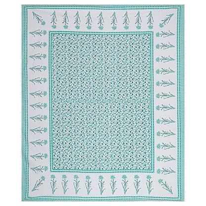Rudra Bazaar Sea Green 210 TC Cotton Double King Bedsheet With 2 Pillow Covers