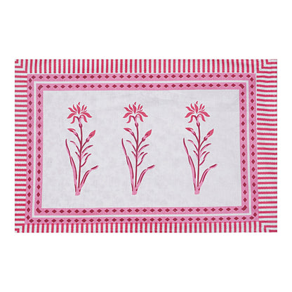 Rudra Bazaar Pink 210 TC Cotton Double King Bedsheet With 2 Pillow Covers