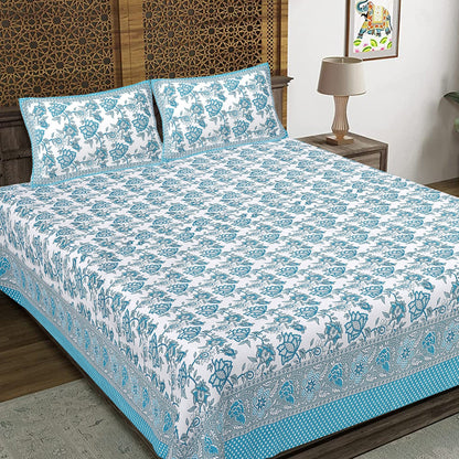 Rudra Bazaar Pink 210 TC Cotton Double King Bedsheet With 2 Pillow Covers