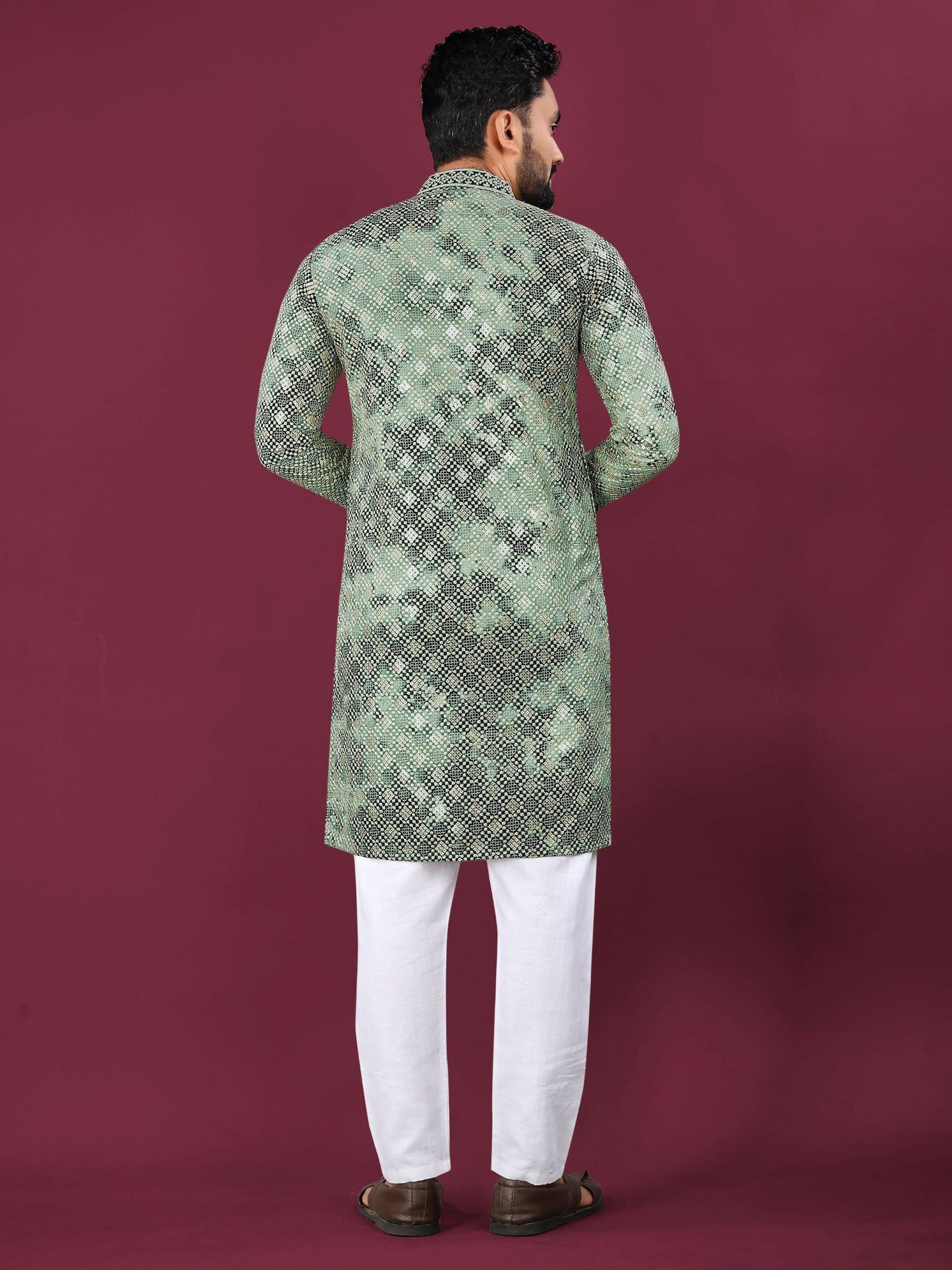 Anaita Green Chikankari Work Viscose Rayon Straight Kurta