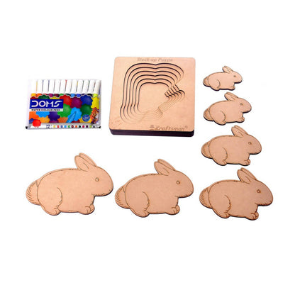 Kraftsman Stack Up Puzzles/ Layered Puzzle Bunny Shape For Kids | Color Kit Included | 6 Pieces Puzzle