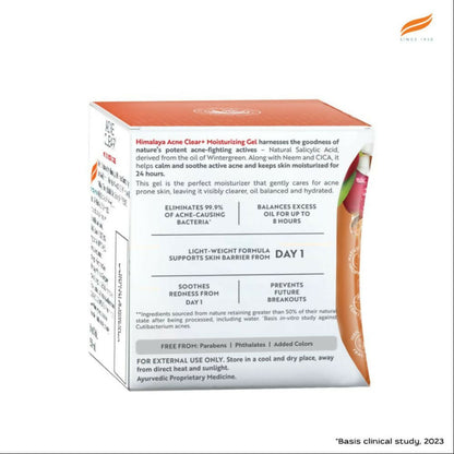Himalaya Herbals Acne Clear+ Moisturizing Gel with Natural Salicylic Acid For Active Acne & Oily Skin