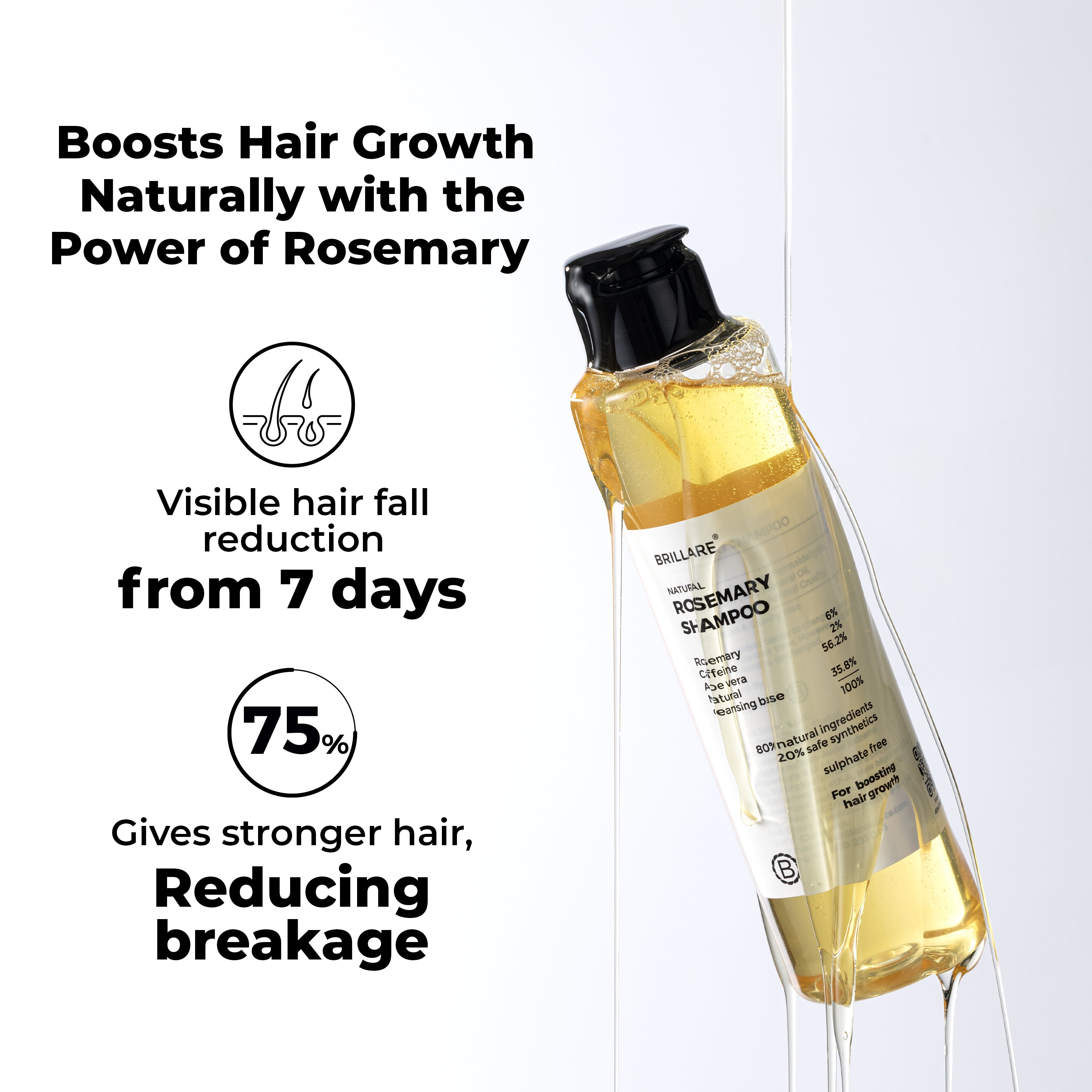 Brillare Rosemary Shampoo for Visible Hair Growth - 200 ml
