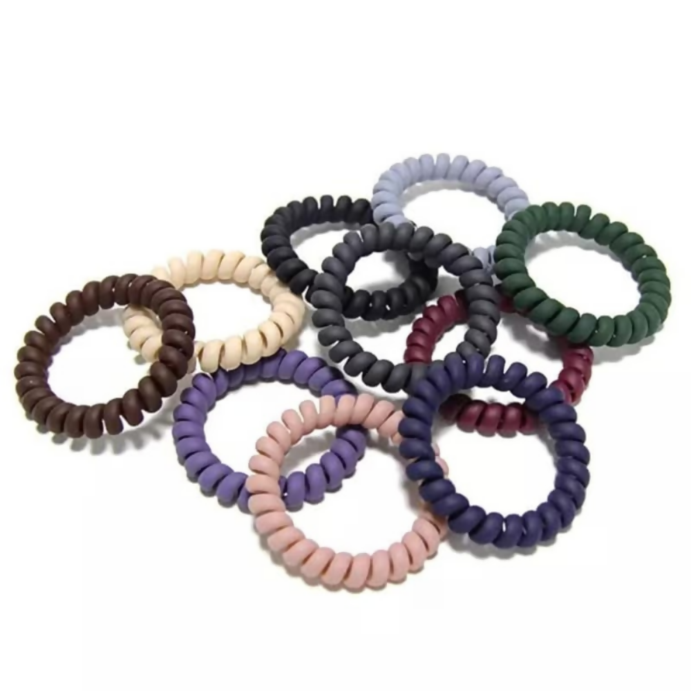 Bronson Professional Spiral Hair Ties Rubber Band - Dark Brown