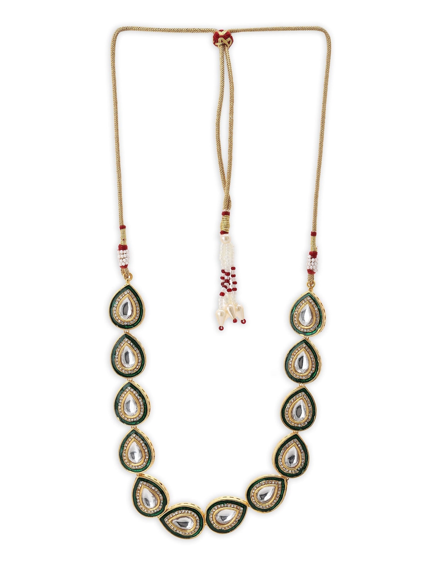 Green White Brass Gold-Polished Necklace - Ruby Raang