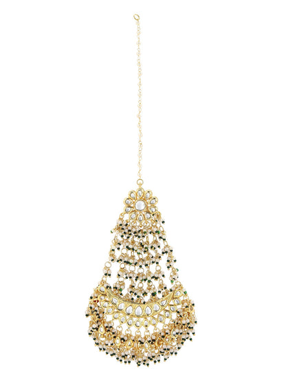 Green Contemporary Gold-Polished Chandbalis Earrings - Ruby Raang