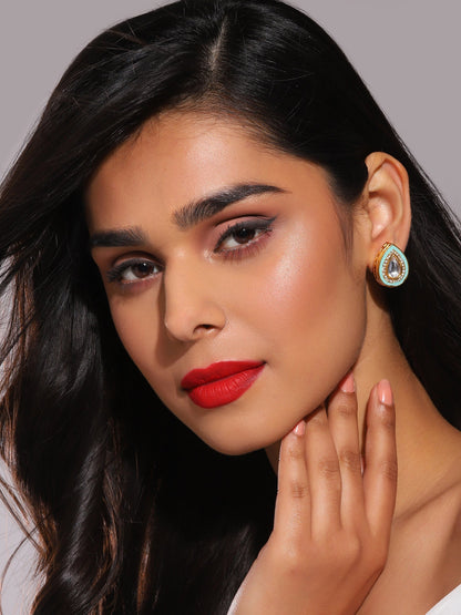 Blue Teardrop Shaped Studs Earrings - Ruby Raang