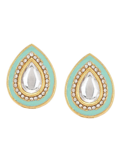 Blue Teardrop Shaped Studs Earrings - Ruby Raang