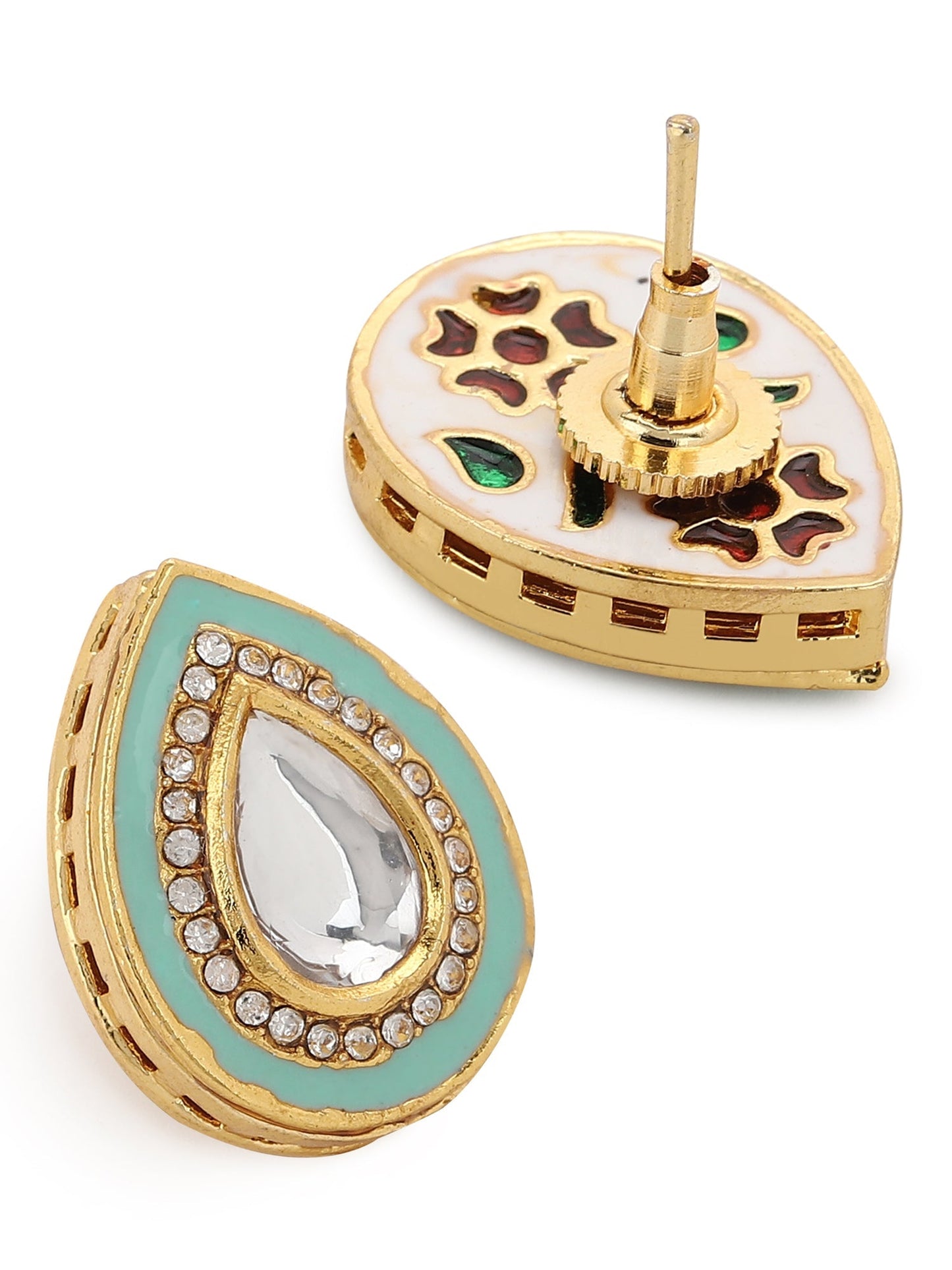 Blue Teardrop Shaped Studs Earrings - Ruby Raang