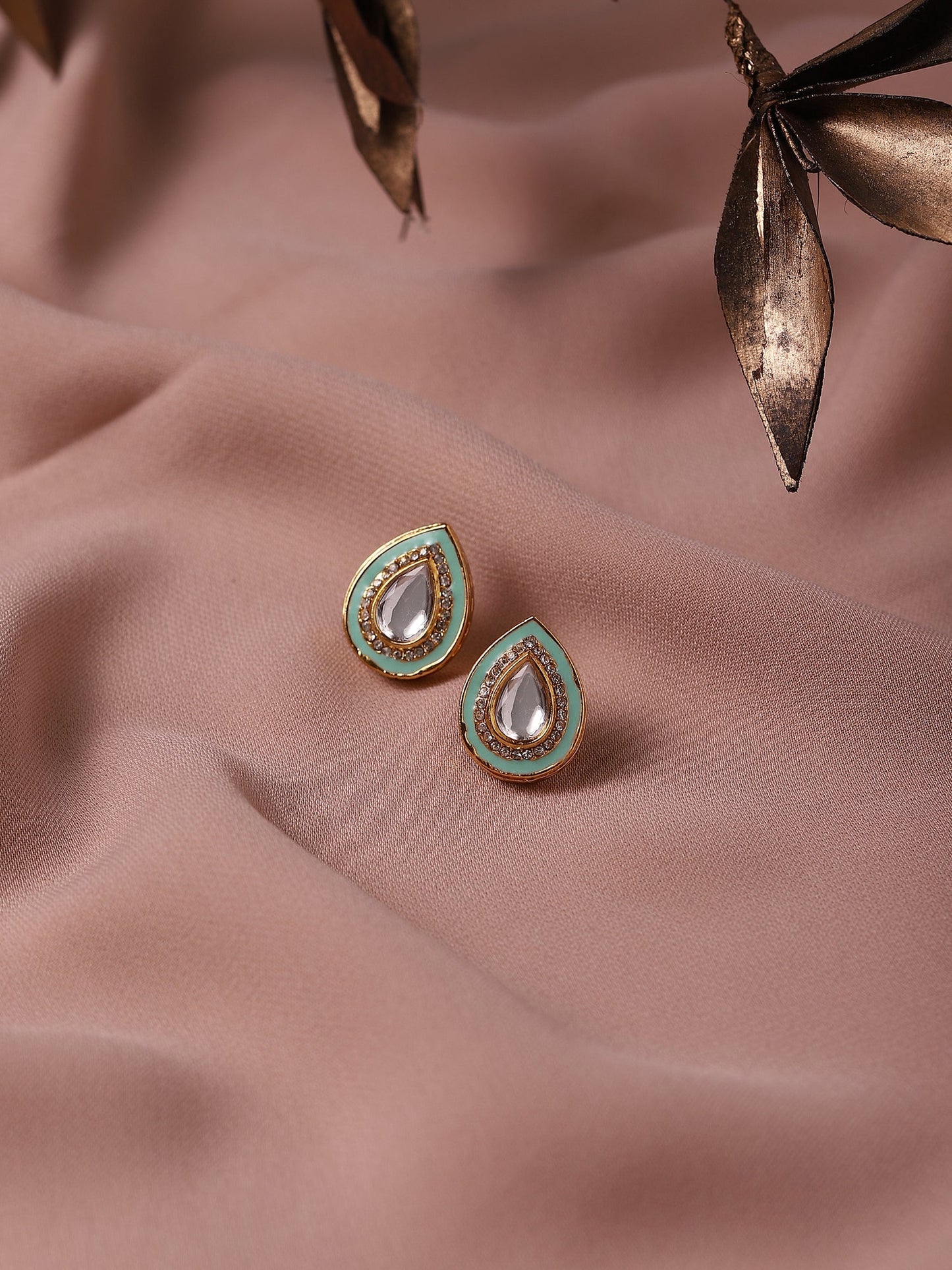 Blue Teardrop Shaped Studs Earrings - Ruby Raang