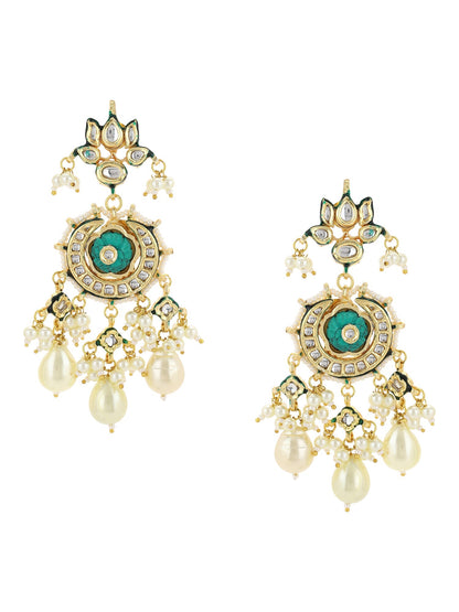 White Gold-Polished Circular Drop Earrings - Ruby Raang
