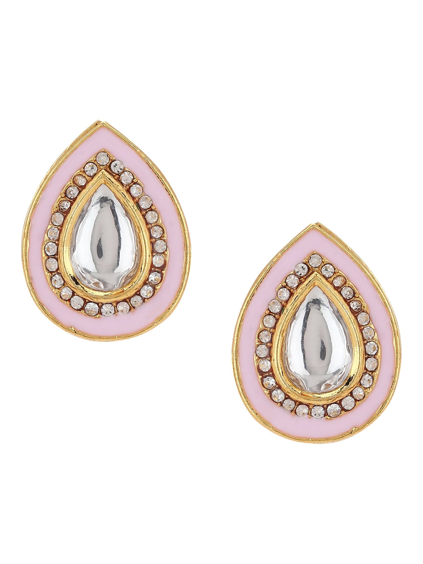 Pink Teardrop Shaped Drop Earrings - Ruby Raang