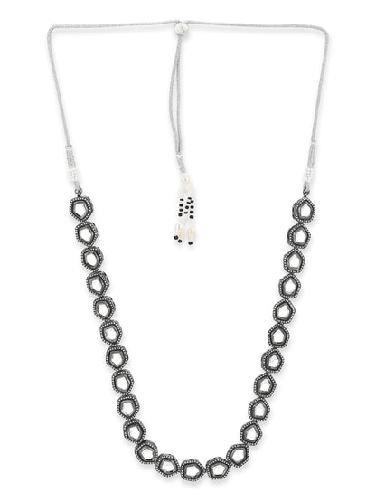 Black Brass Rhodium-Plated Necklace - Ruby Raang