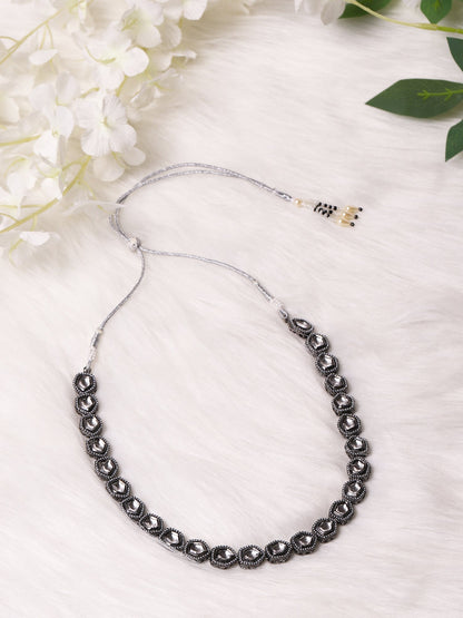 Black Brass Rhodium-Plated Necklace - Ruby Raang