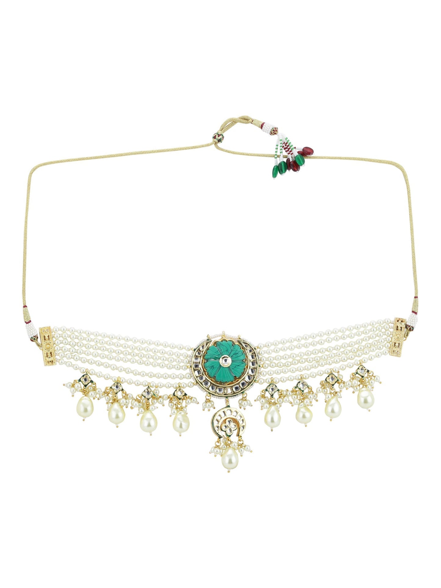 White Blue Brass Gold-Polished Necklace - Ruby Raang
