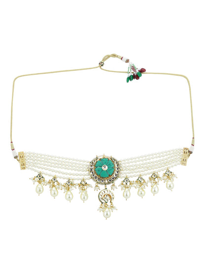 White Blue Brass Gold-Polished Necklace - Ruby Raang