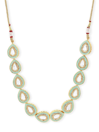 Green Brass Gold-Polished Necklace - Ruby Raang