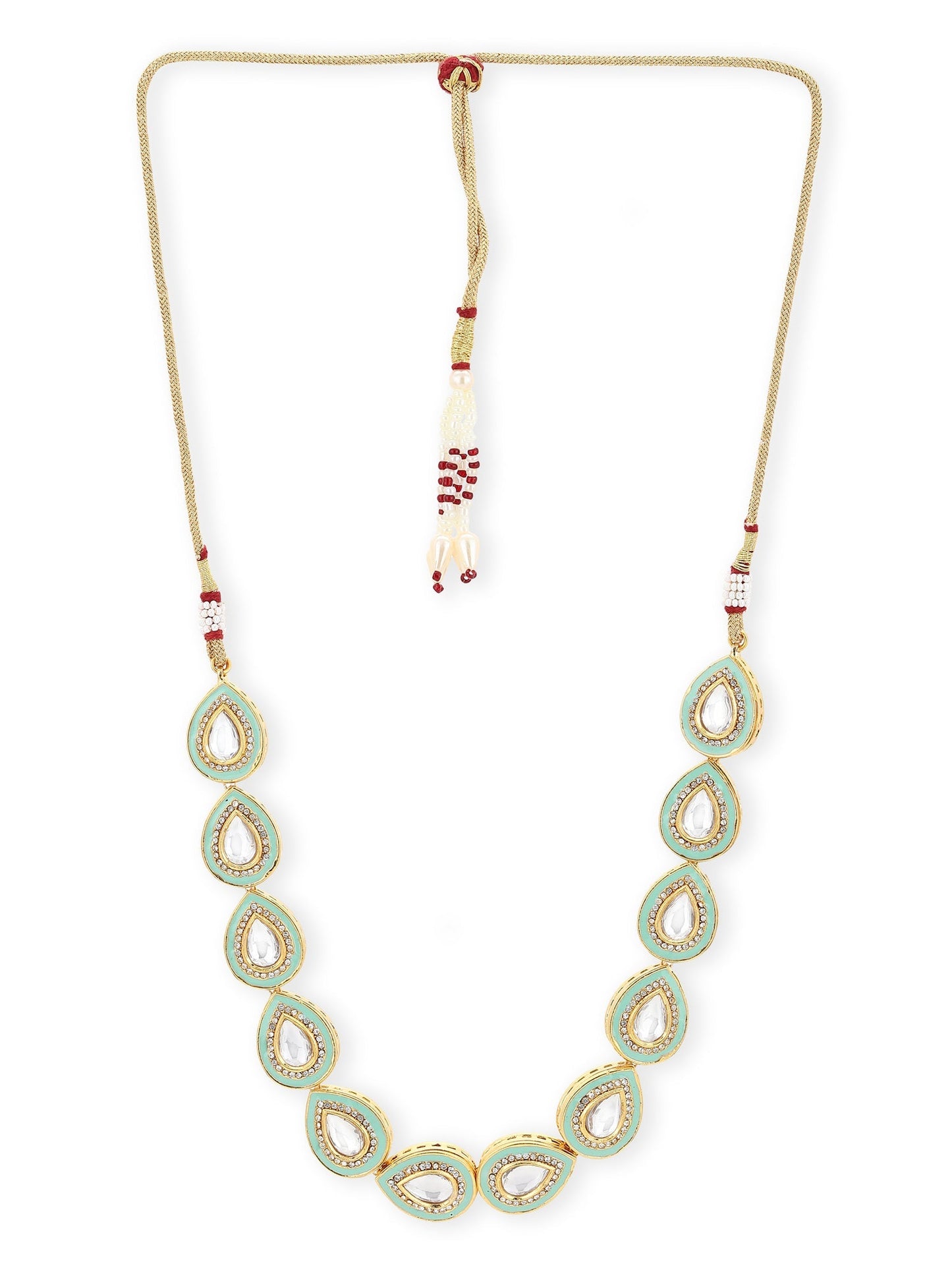 Green Brass Gold-Polished Necklace - Ruby Raang