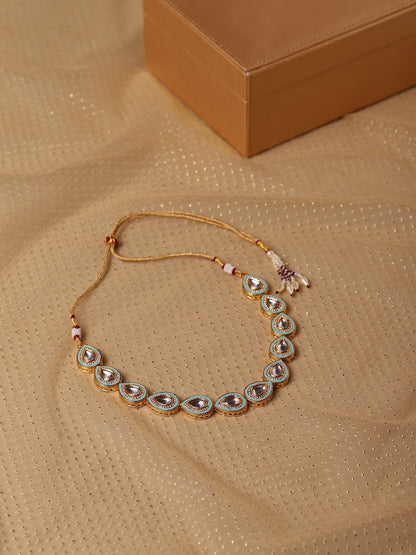 Green Brass Gold-Polished Necklace - Ruby Raang