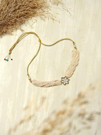 Gold-Toned White Gold-Polished Handcrafted Necklace - Ruby Raang