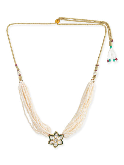 Gold-Toned White Gold-Polished Handcrafted Necklace - Ruby Raang