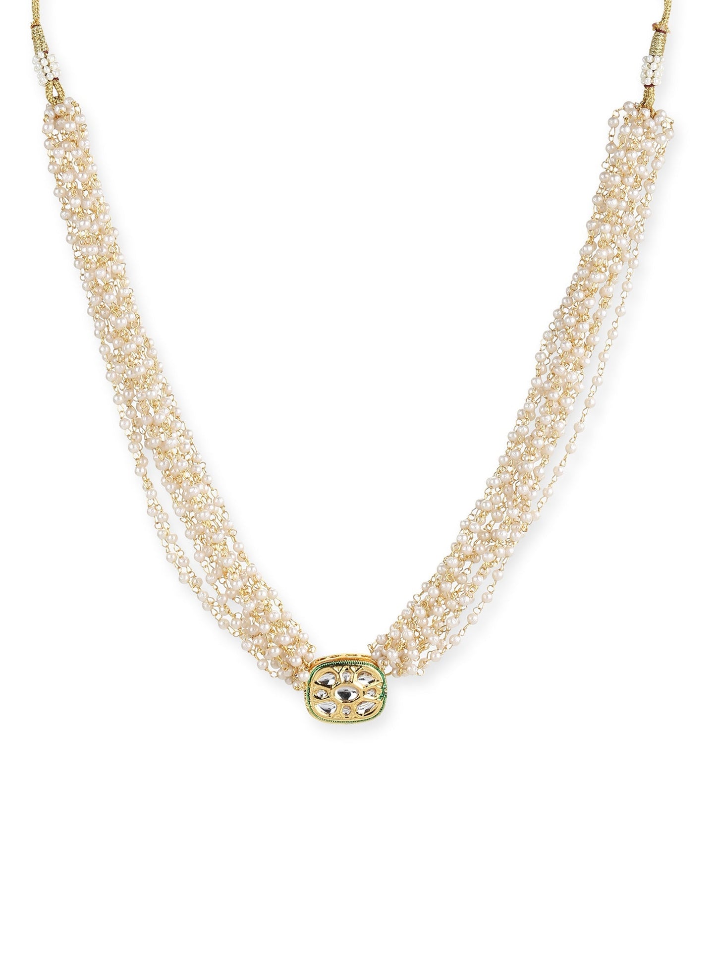 Gold-Toned White Gold-Polished Handcrafted Necklace - Ruby Raang