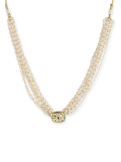 Gold-Toned White Gold-Polished Handcrafted Necklace - Ruby Raang