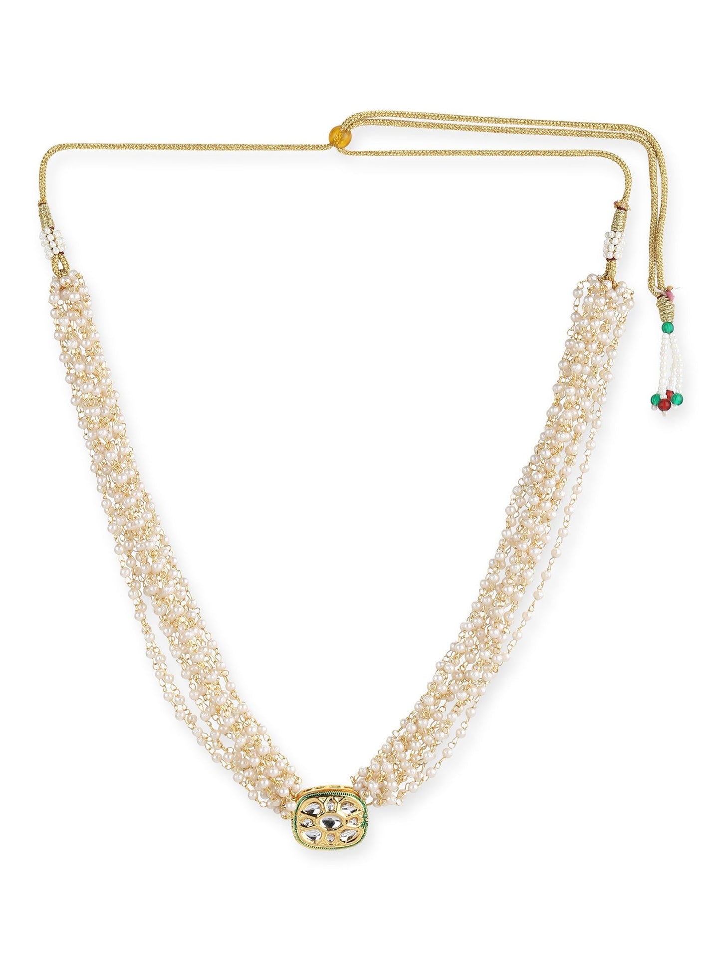 Gold-Toned White Gold-Polished Handcrafted Necklace - Ruby Raang