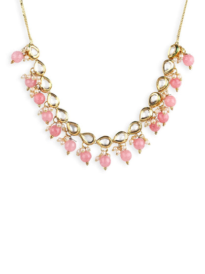 Gold-Toned Pink Gold-Polished Handcrafted Necklace - Ruby Raang