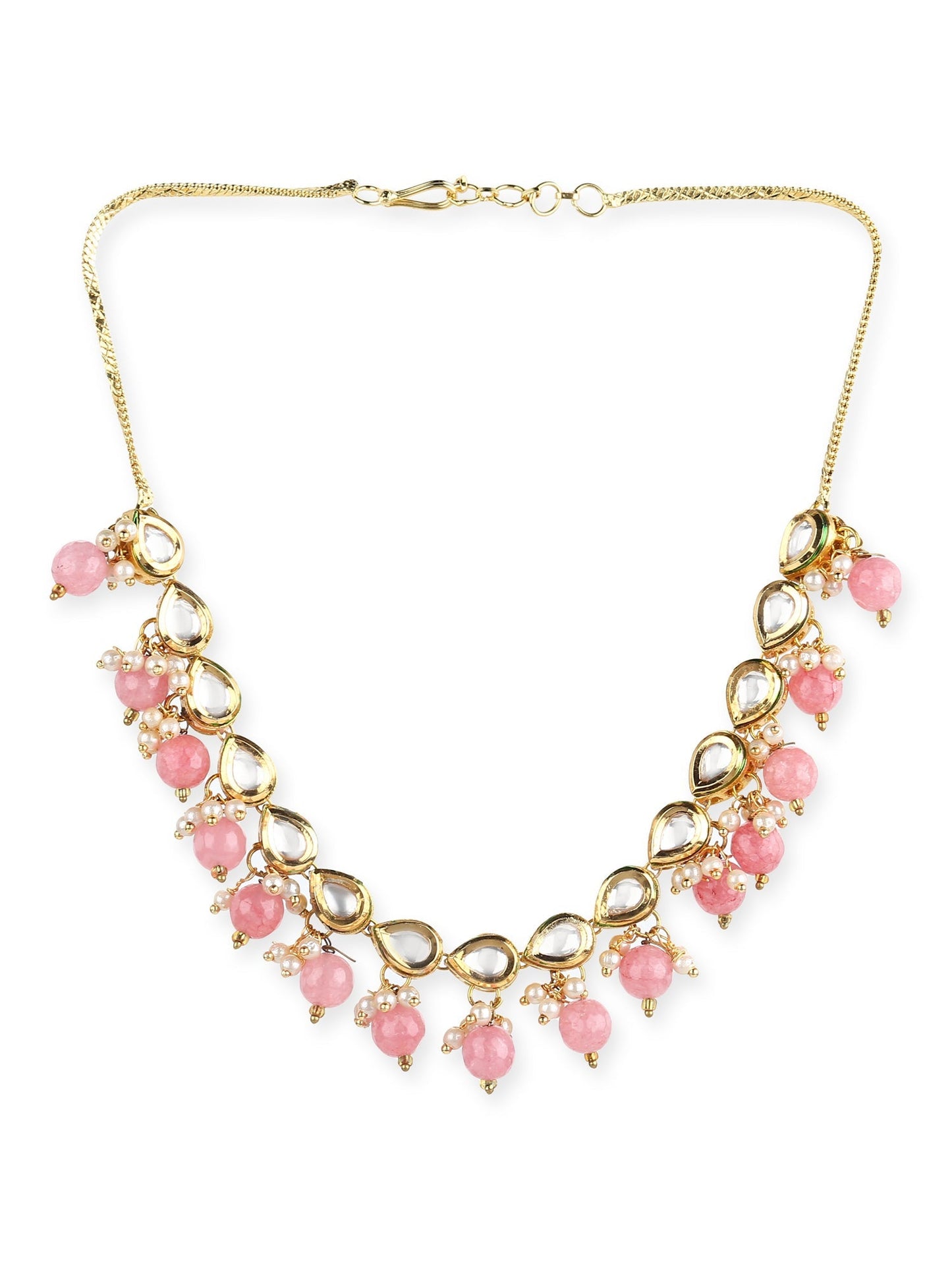 Gold-Toned Pink Gold-Polished Handcrafted Necklace - Ruby Raang