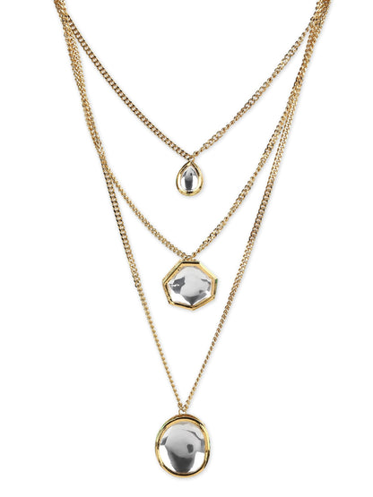 Gold-Polished White Brass Layered Necklace - Ruby Raang
