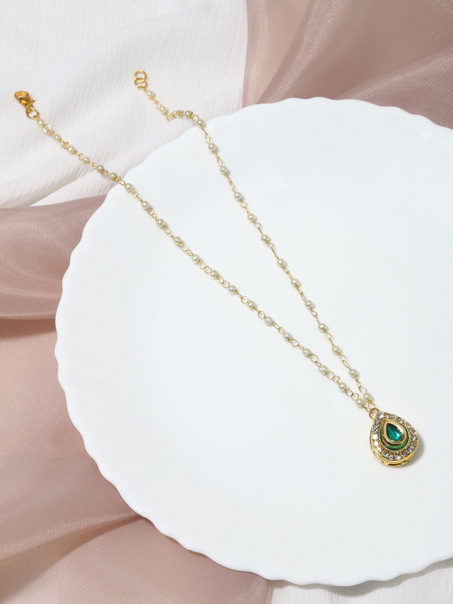 Gold-Polished White Brass Necklace - Ruby Raang