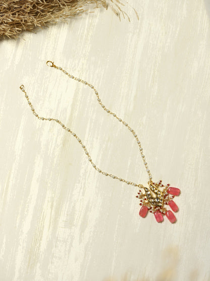 Gold-Polished Pink Brass Necklace - Ruby Raang