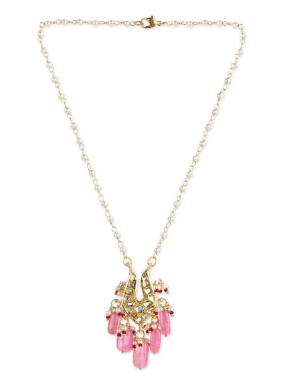 Gold-Polished Pink Brass Necklace - Ruby Raang