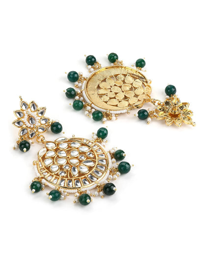 Gold-Polished Gold Kundan Studded Maharani Jewellery Set - Ruby Raang
