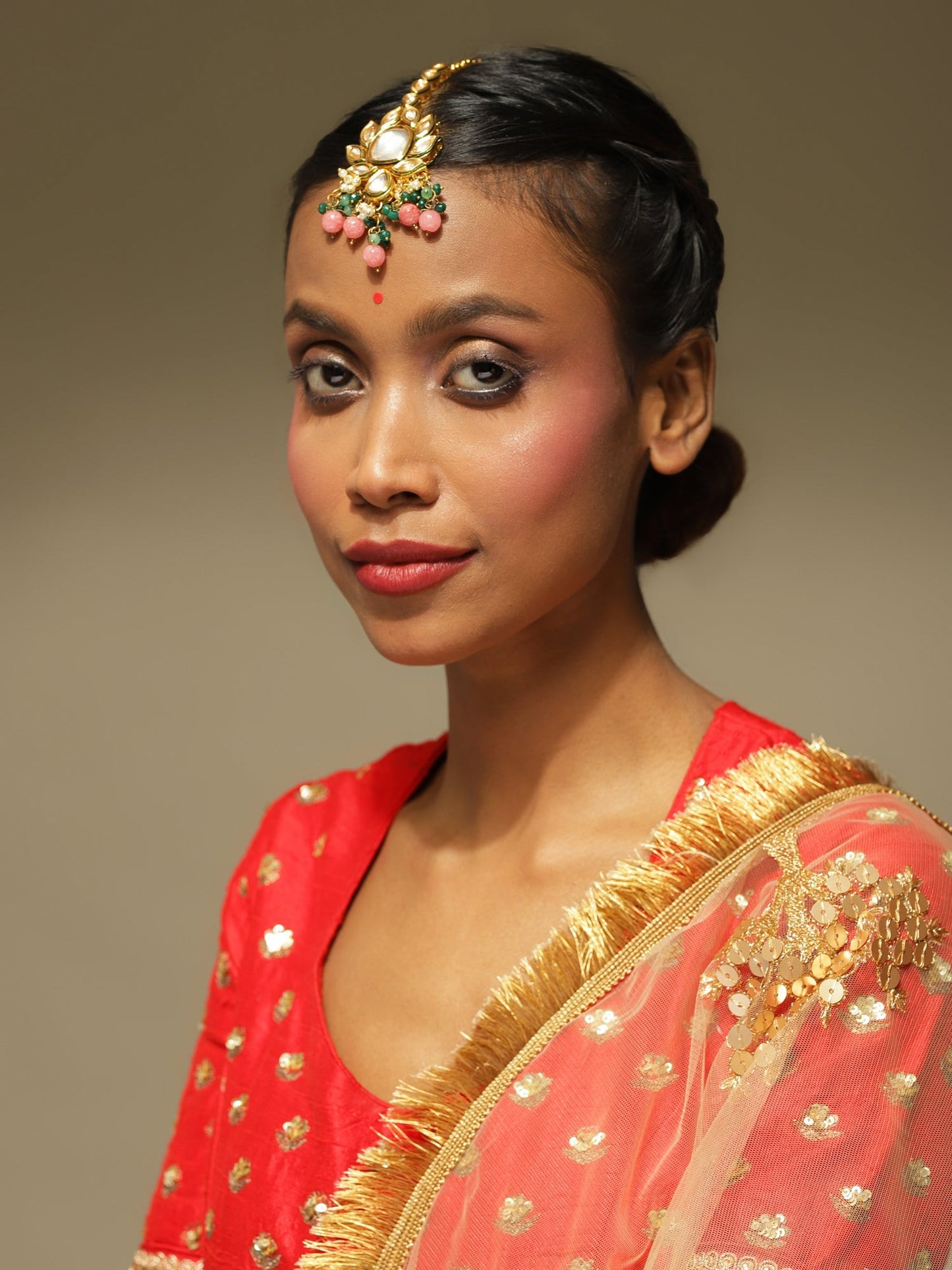Gold-Toned Kundan Studded Maang Tikka - Ruby Raang