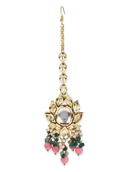 Gold-Toned Kundan Studded Maang Tikka - Ruby Raang
