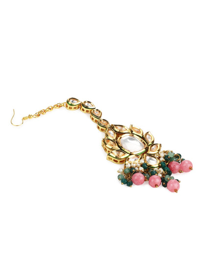 Gold-Toned Kundan Studded Maang Tikka - Ruby Raang