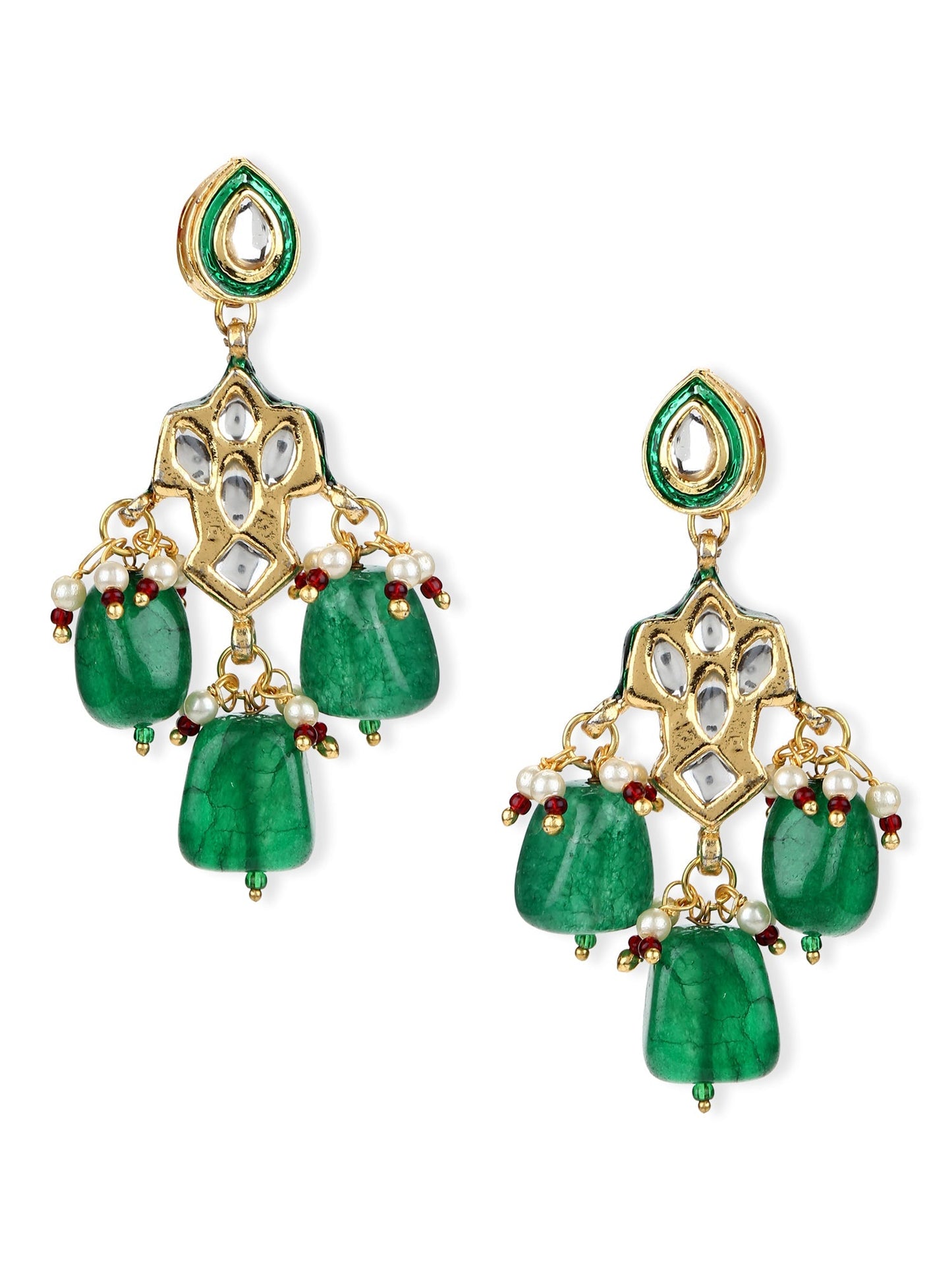 Green Contemporary Drop Earrings - Ruby Raang