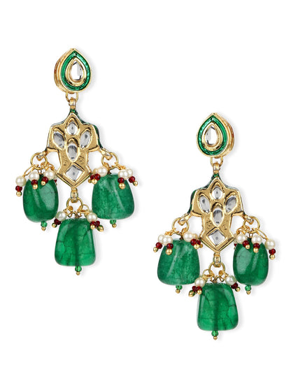 Green Contemporary Drop Earrings - Ruby Raang