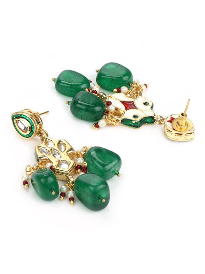 Green Contemporary Drop Earrings - Ruby Raang