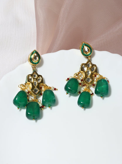 Green Contemporary Drop Earrings - Ruby Raang