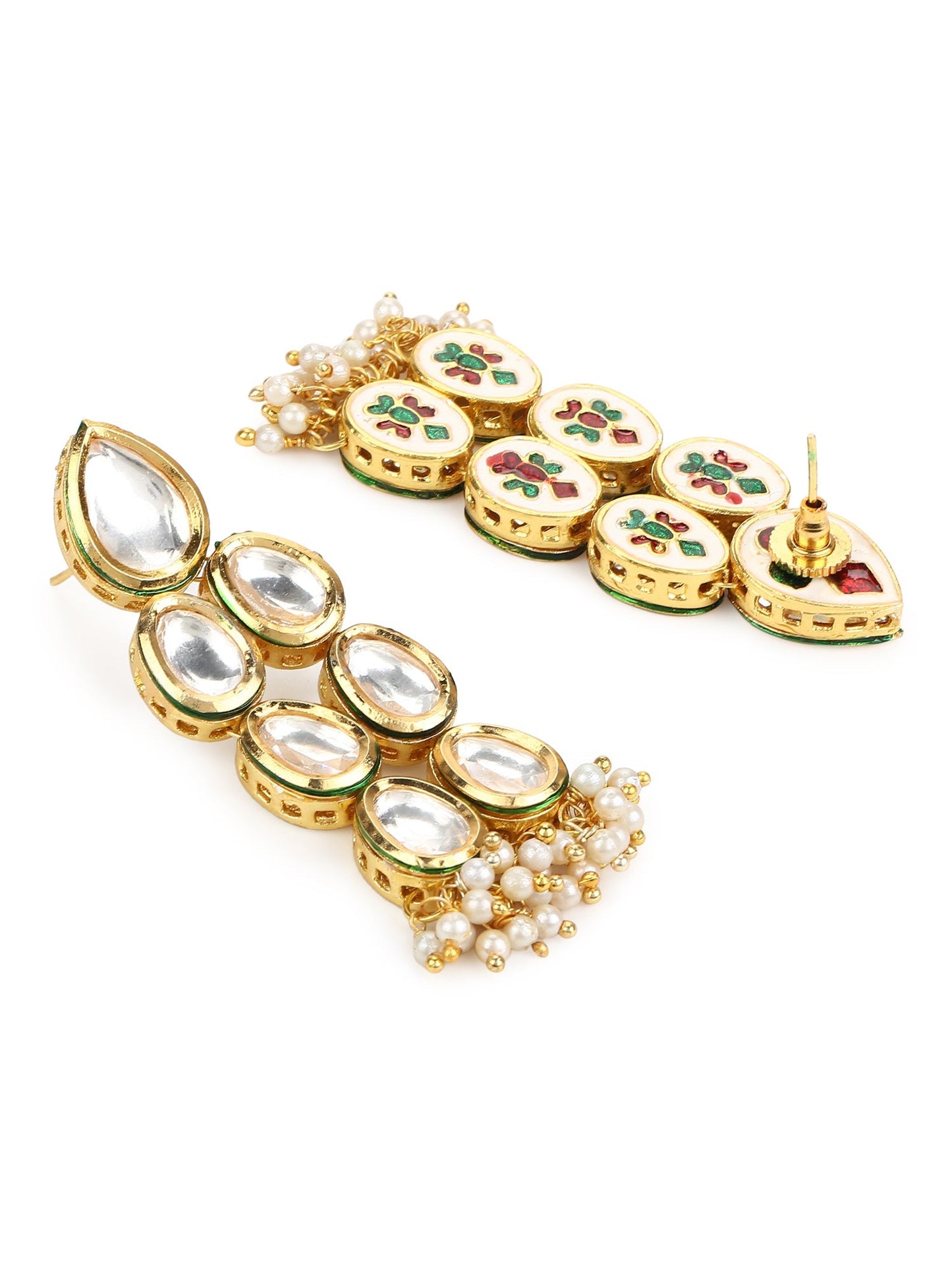 Silver Gold-Polished Contemporary Jhumkas Earrings - Ruby Raang