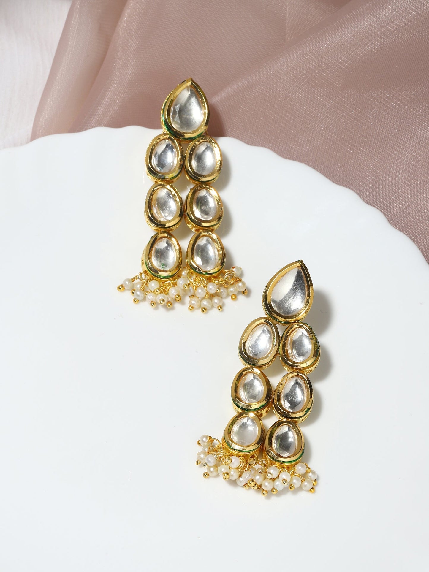 Silver Gold-Polished Contemporary Jhumkas Earrings - Ruby Raang