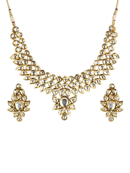 Gold-Polished Kundan Choker With Earring - Ruby Raang