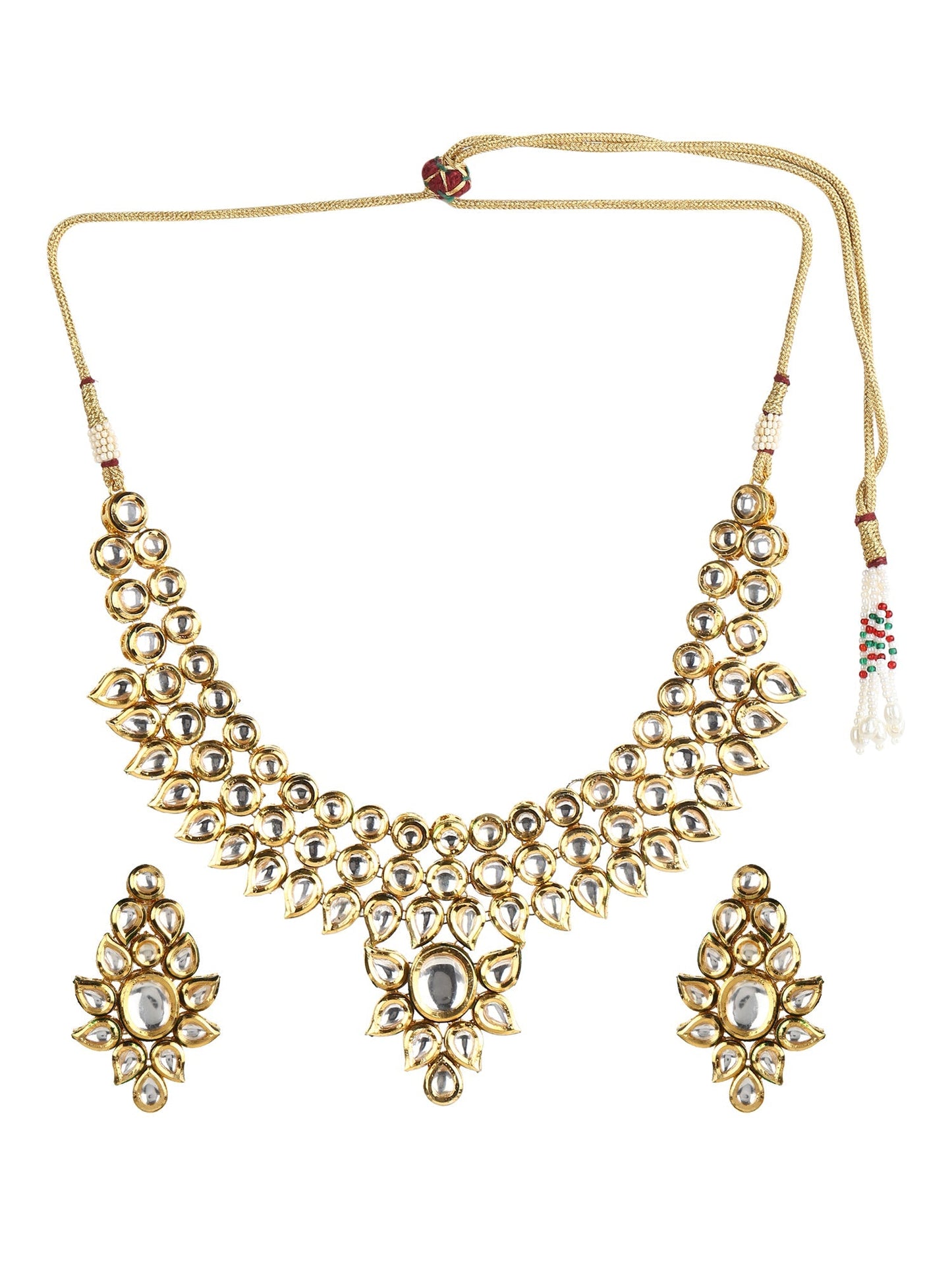 Gold-Polished Kundan Choker With Earring - Ruby Raang