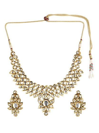 Gold-Polished Kundan Choker With Earring - Ruby Raang