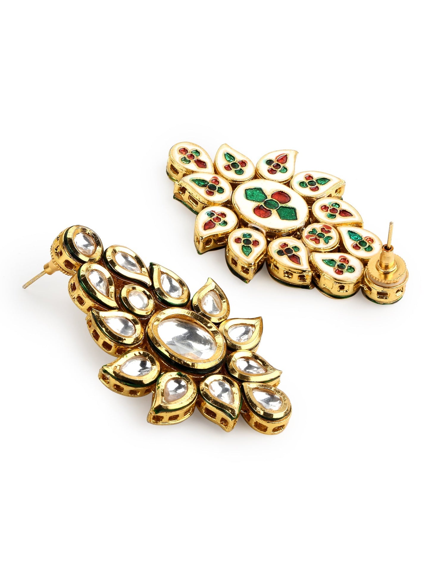 Gold-Polished Kundan Choker With Earring - Ruby Raang