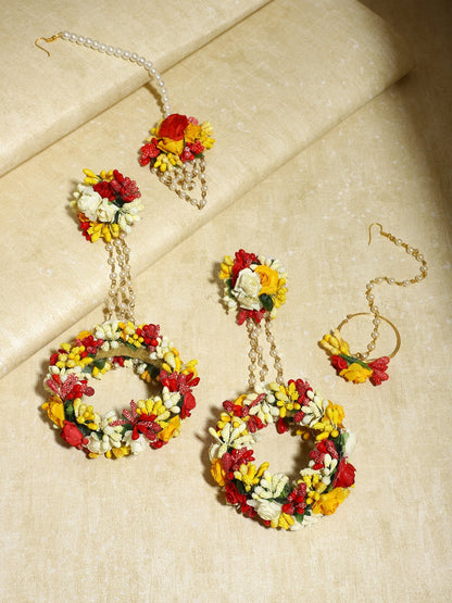 Yellow Floral Jewellery Set - Ruby Raang