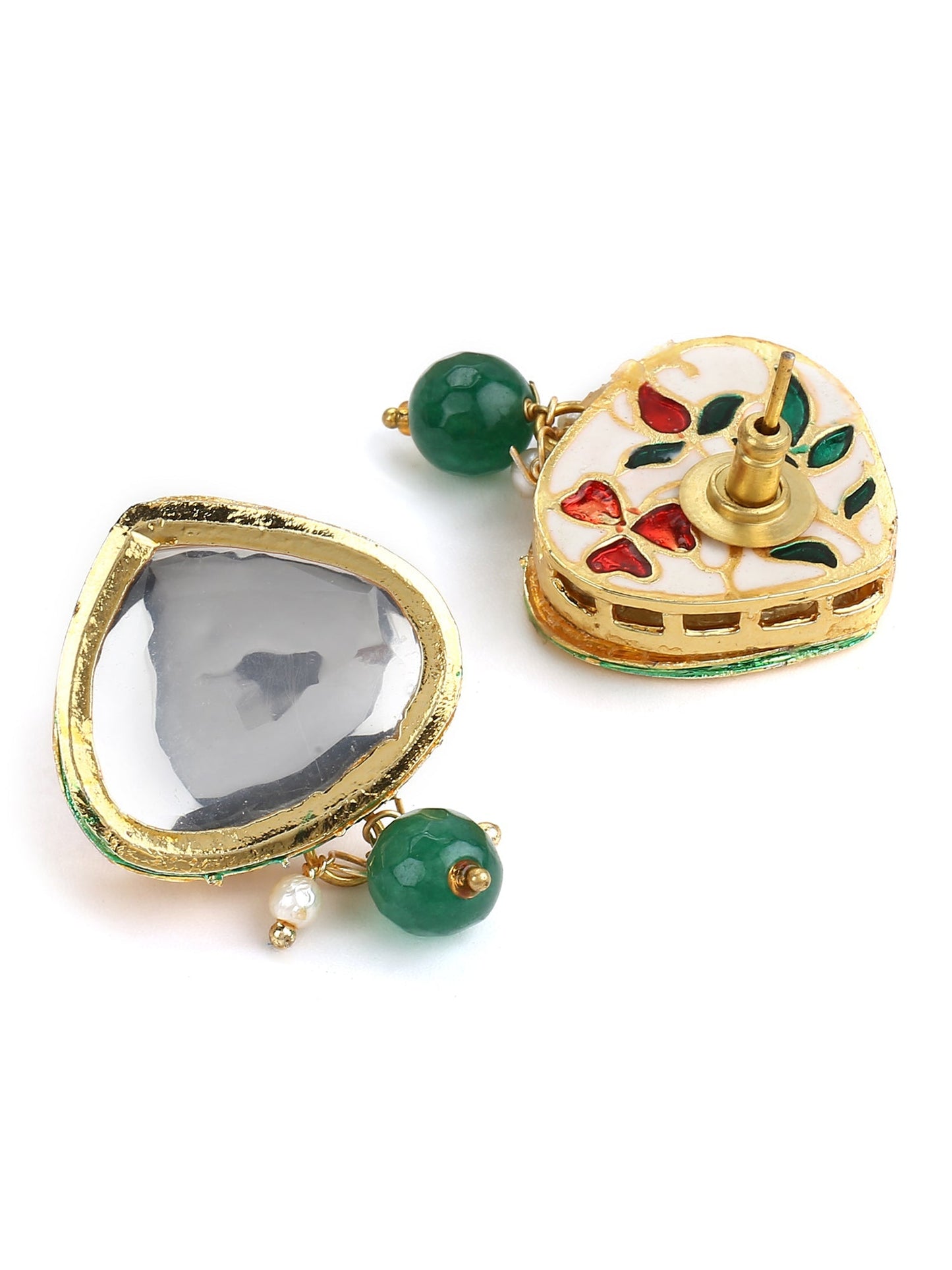 Green White Kundan Choker Jewellery Set - Ruby Raang